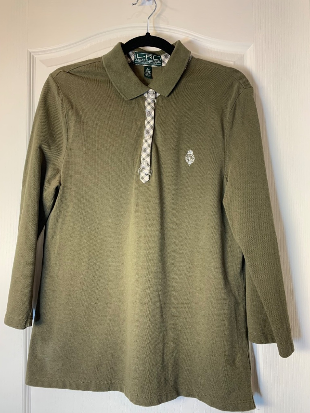Lauren Ralph Lauren Active Kaki Polo Long Sleeve Top L – Preppy Quiet Luxury Y2K